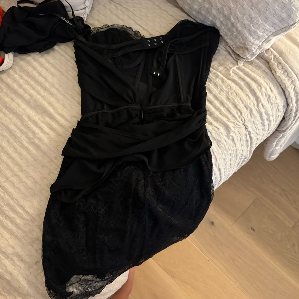 BRAND NEW REVOLVE For Love Of Lemons One Shoulder Lace Mini Dress - Picture 7 of 7